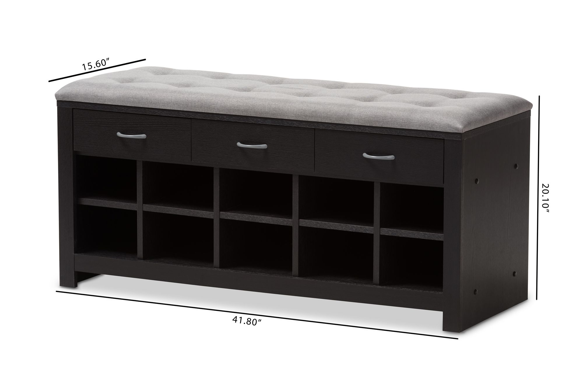 Baxton Studio Corso 42"W Gray Tufted Fabric Entryway Bench