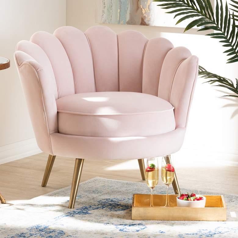 Image 1 Baxton Studio Cosette Light Pink Seashell Accent Chair