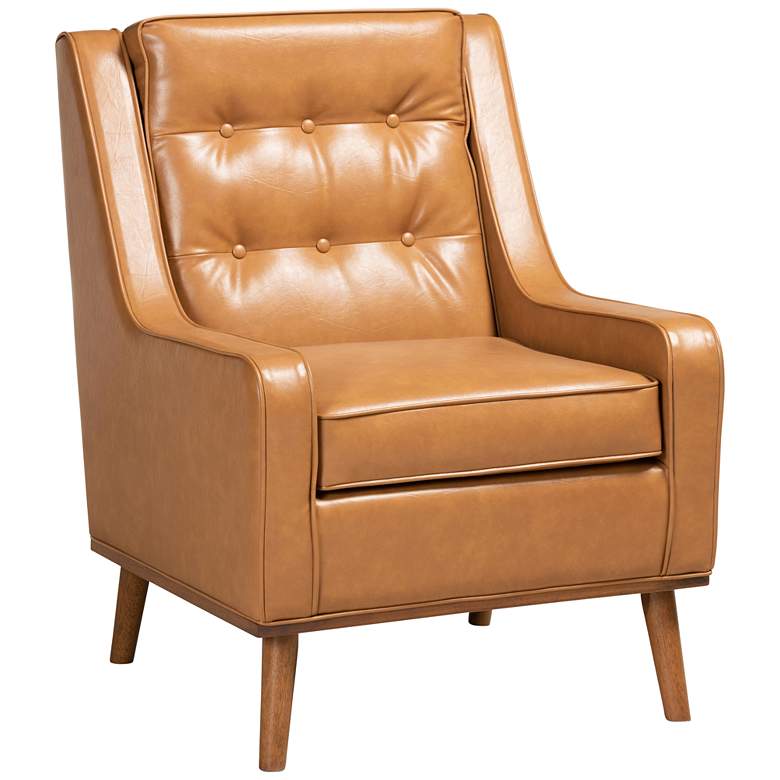 Image 3 Baxton Studio Daley Tan Faux Leather Tufted Armchair