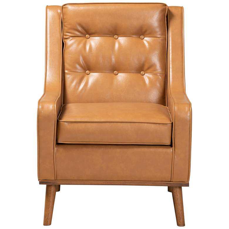 Image 7 Baxton Studio Daley Tan Faux Leather Tufted Armchair more views