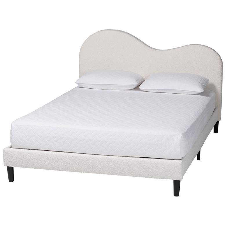 Image 1 Baxton Studio Dalton Boucle Cream Fabric Upholstered Platform Queen Bed