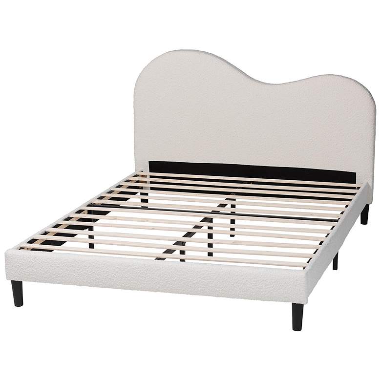 Image 4 Baxton Studio Dalton Boucle Cream Fabric Upholstered Platform Queen Bed more views