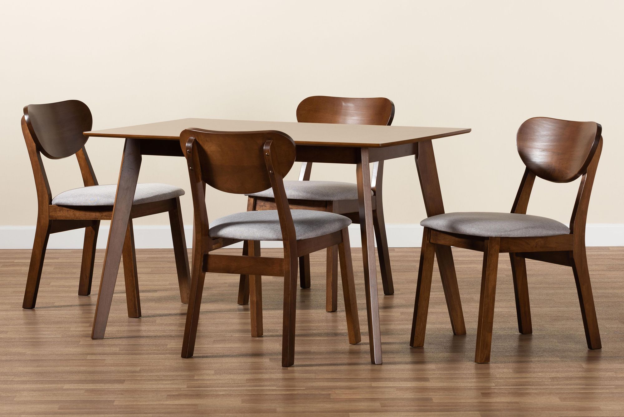 Baxton Studio Damara Gray Fabric 5-Piece Dining Set in scene