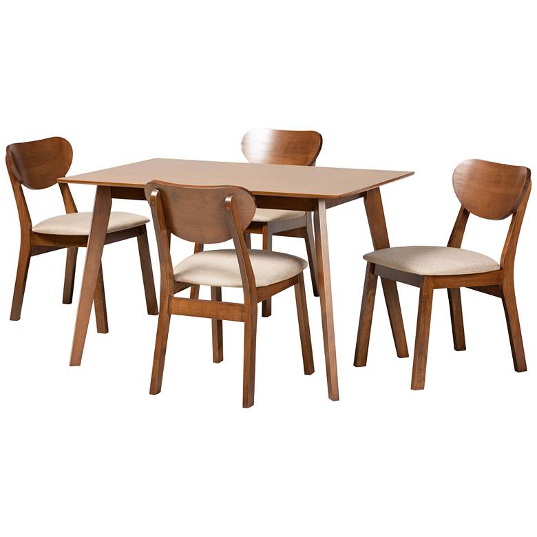 Image 2 Baxton Studio Damara Sand Fabric 5-Piece Dining Set