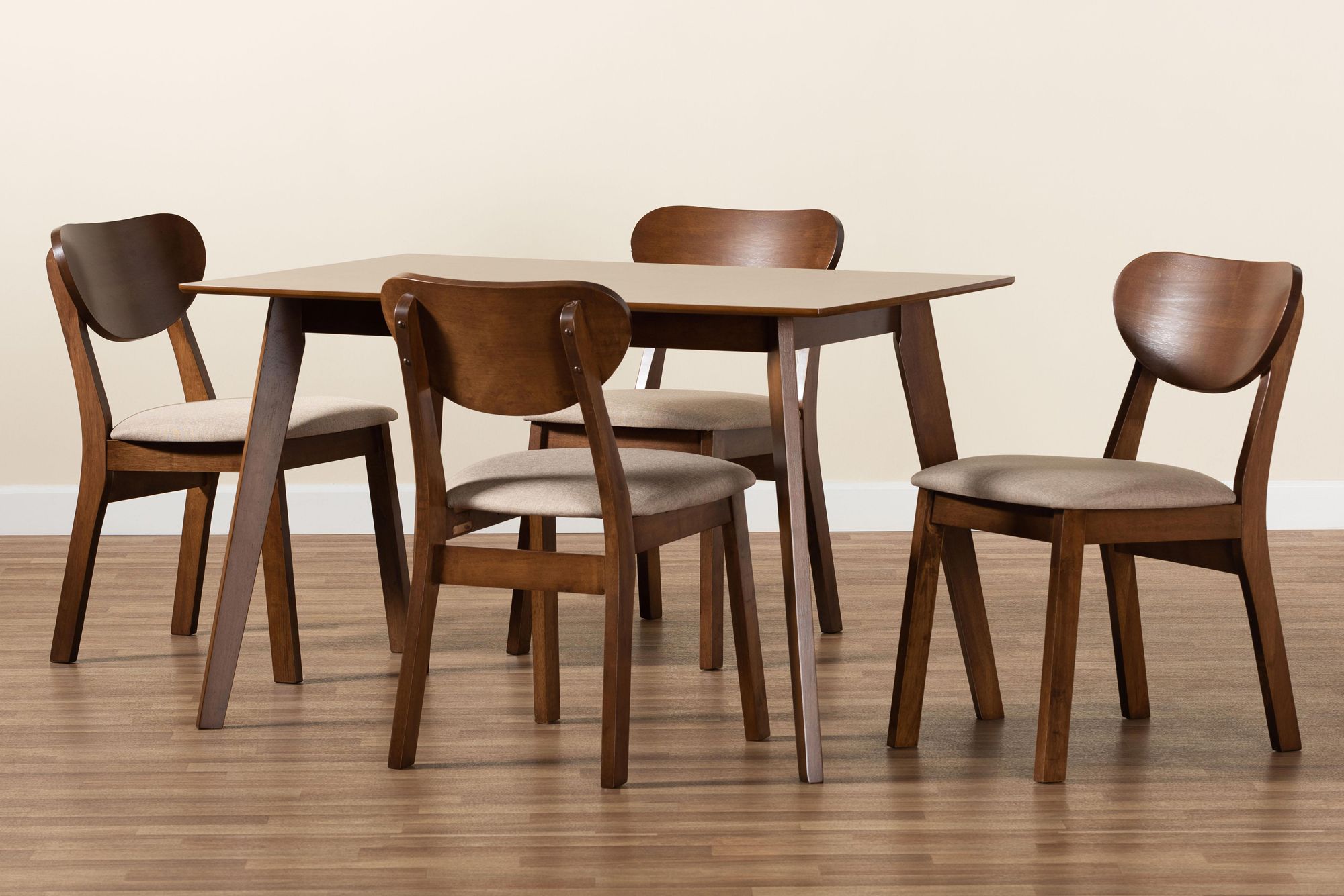 Baxton Studio Damara Sand Fabric 5-Piece Dining Set in scene