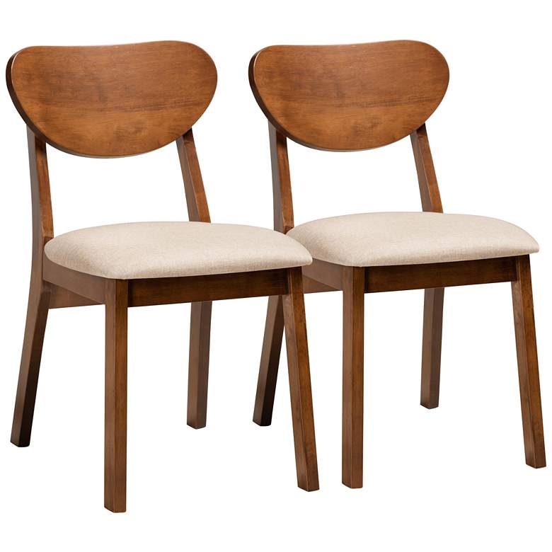Image 2 Baxton Studio Damara Sand Fabric Dining Chairs Set of 2