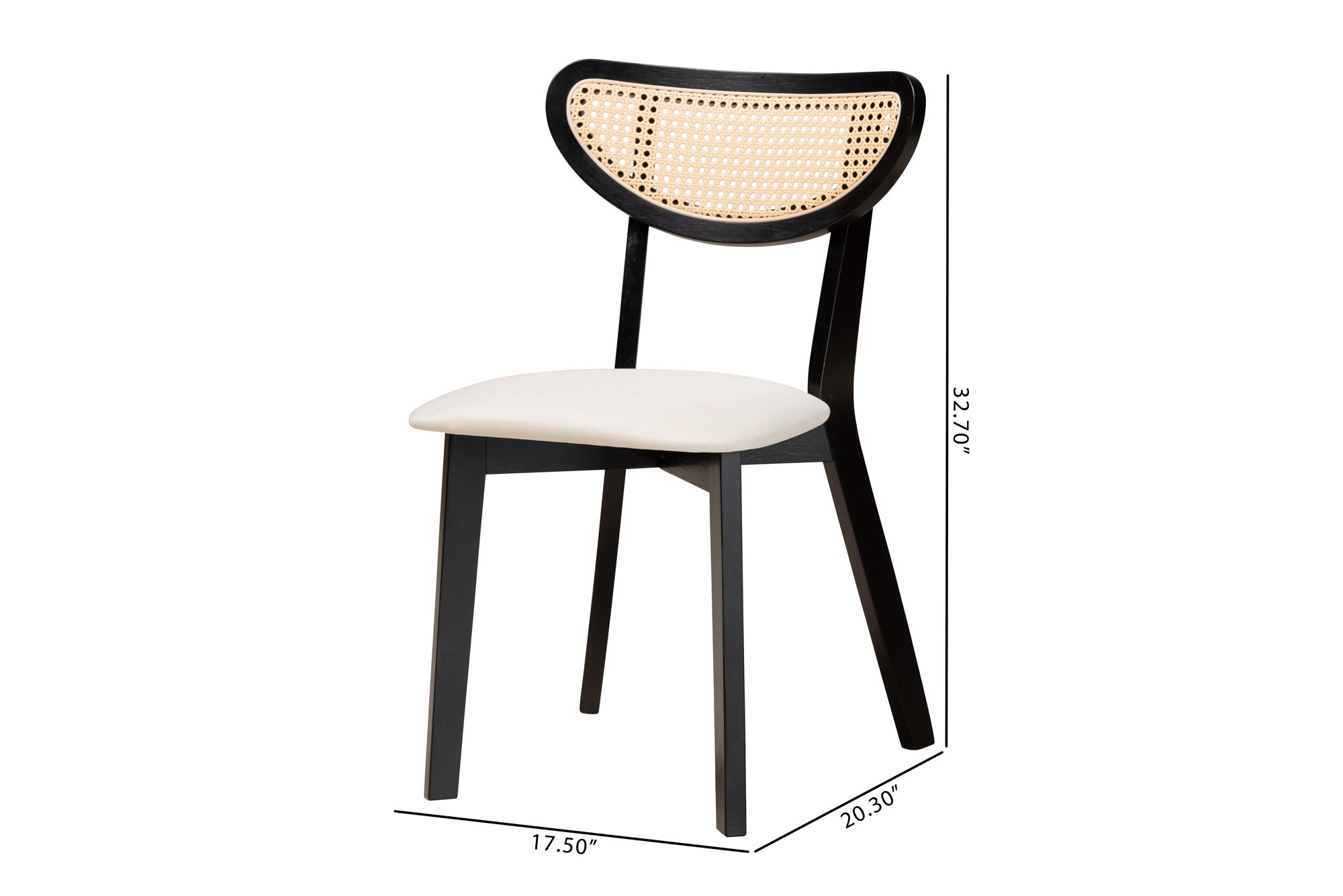 Baxton Studio Dannell Black Wood Dining Chairs Set of 2