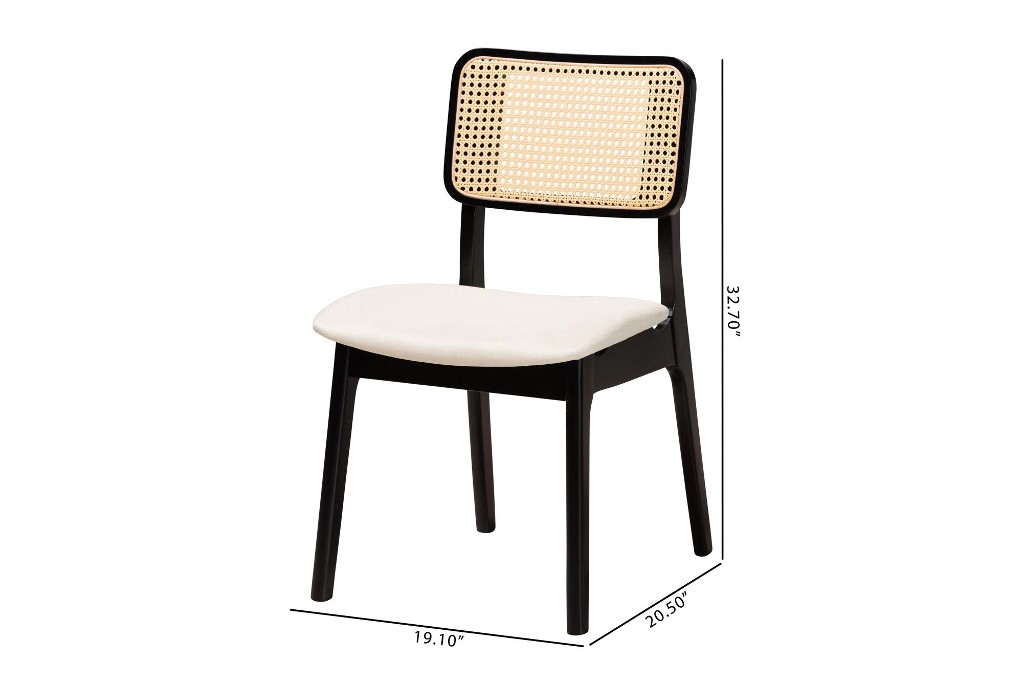 Baxton Studio Dannon Black Wood Dining Chairs Set of 2