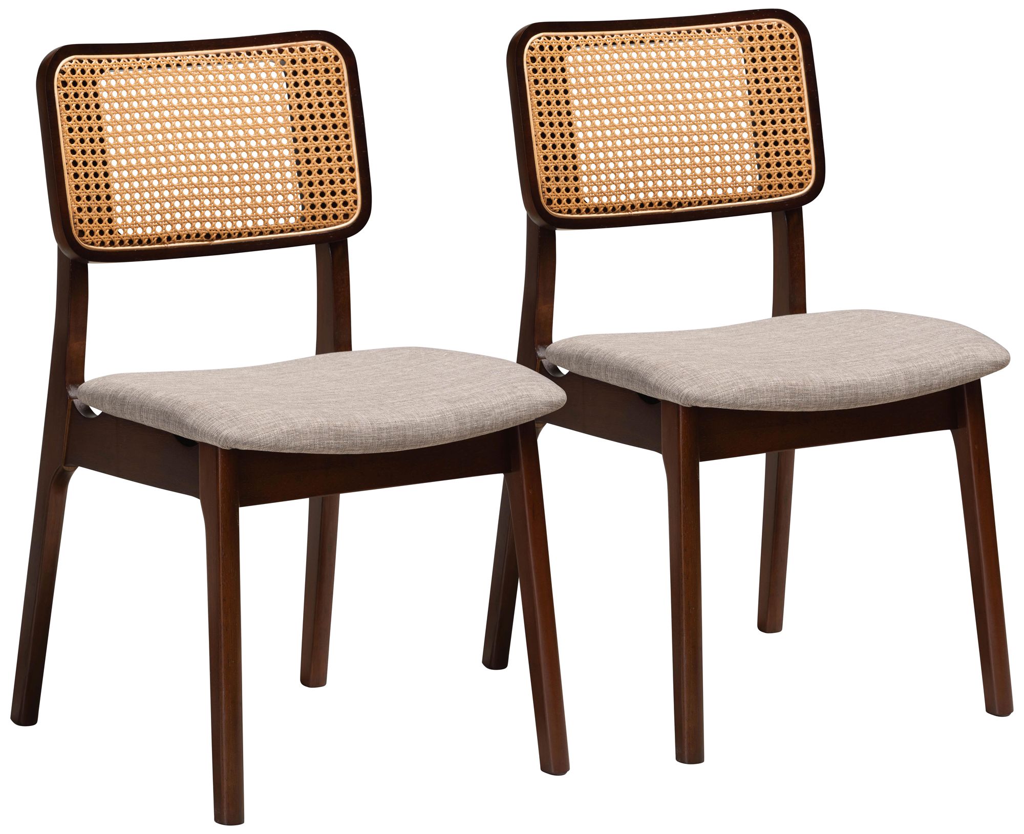 Image 2 Baxton Studio Dannon Grey Fabric Walnut Wood 2-Piece Dining Chair Set