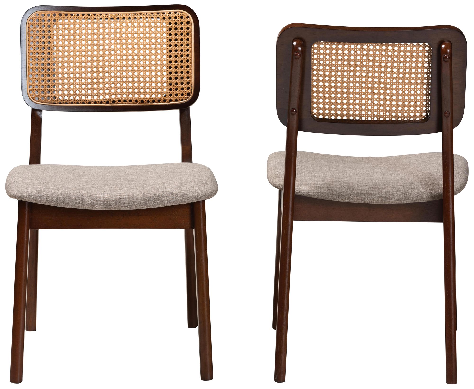 Image 6 Baxton Studio Dannon Grey Fabric Walnut Wood 2-Piece Dining Chair Set more views