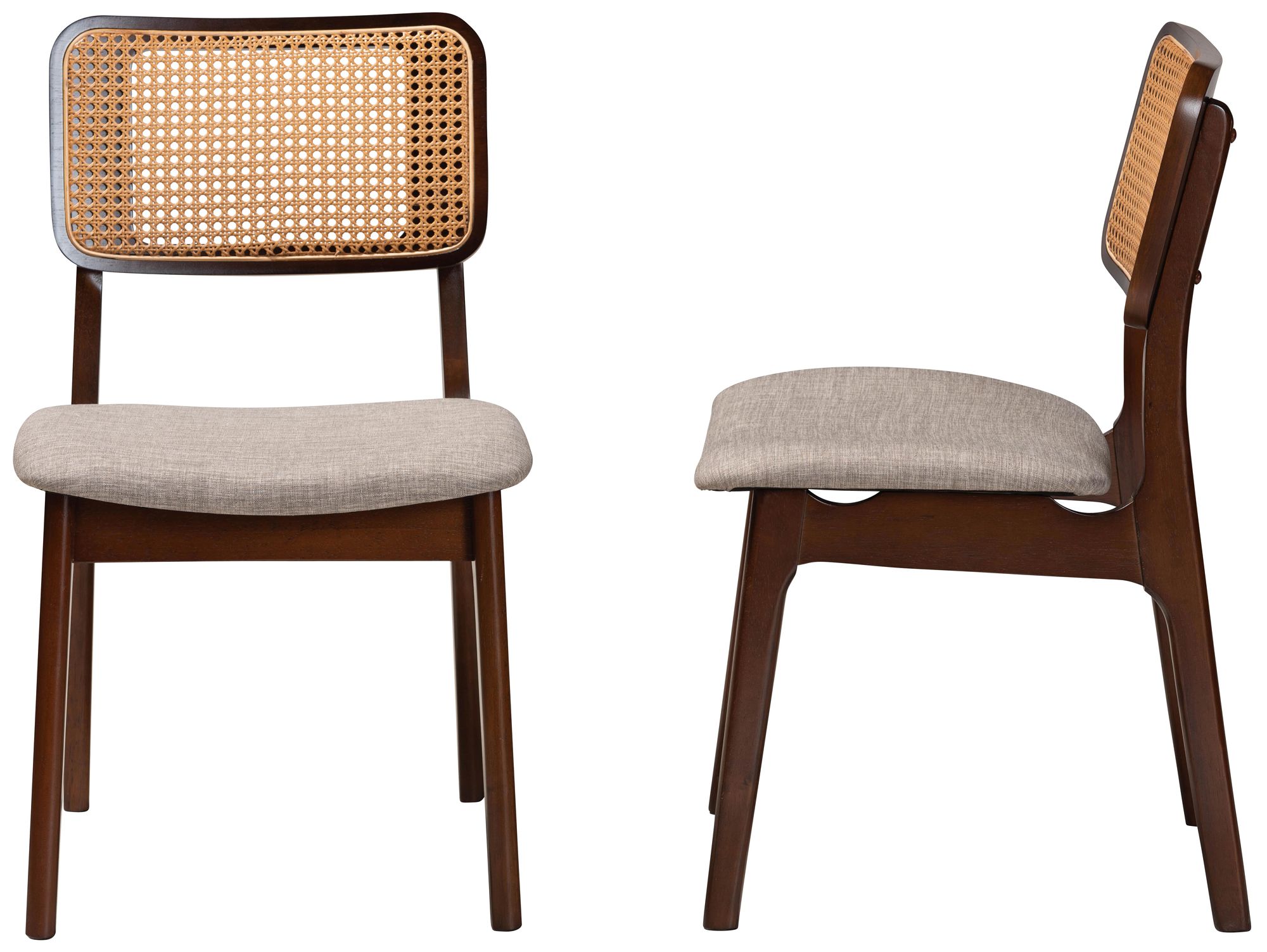 Image 7 Baxton Studio Dannon Grey Fabric Walnut Wood 2-Piece Dining Chair Set more views