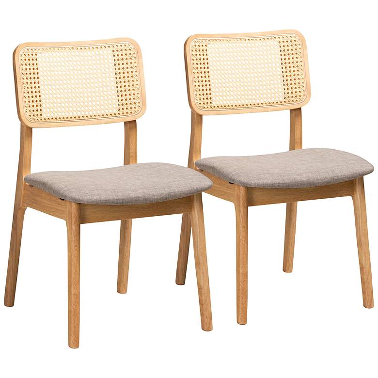 Image 2 Baxton Studio Dannon Natural Oak Wood Dining Chairs Set of 2