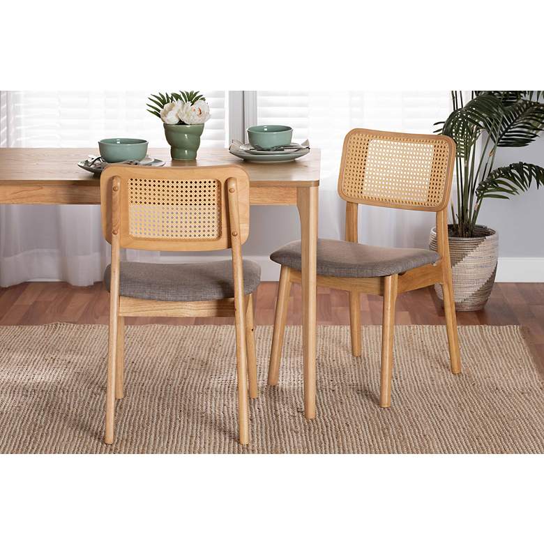 Image 1 Baxton Studio Dannon Natural Oak Wood Dining Chairs Set of 2