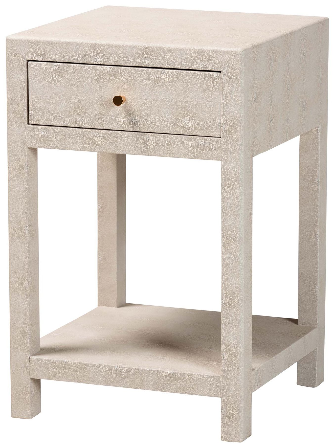 Image 2 Baxton Studio Dansby Modern Beige Faux Shagreen 1-Drawer End Table