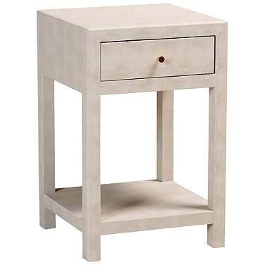 Baxton Studio Dansby Modern Beige Faux Shagreen 1-Drawer End Table