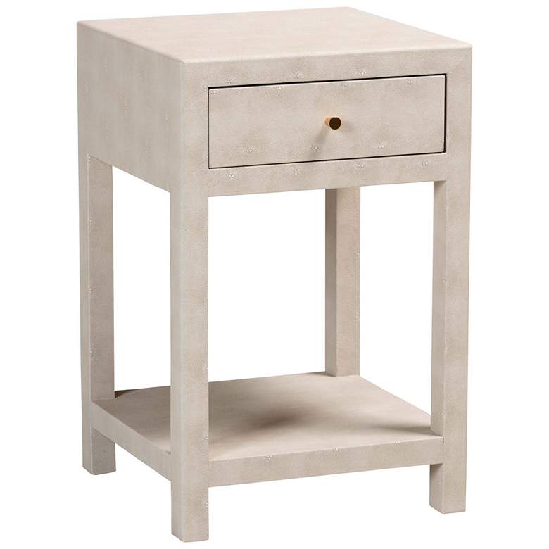Image 1 Baxton Studio Dansby Modern Beige Faux Shagreen 1-Drawer End Table