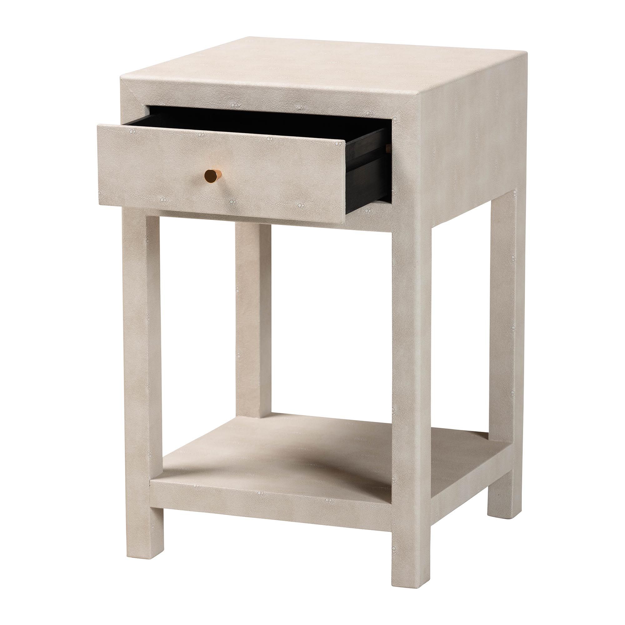 Image 3 Baxton Studio Dansby Modern Beige Faux Shagreen 1-Drawer End Table more views