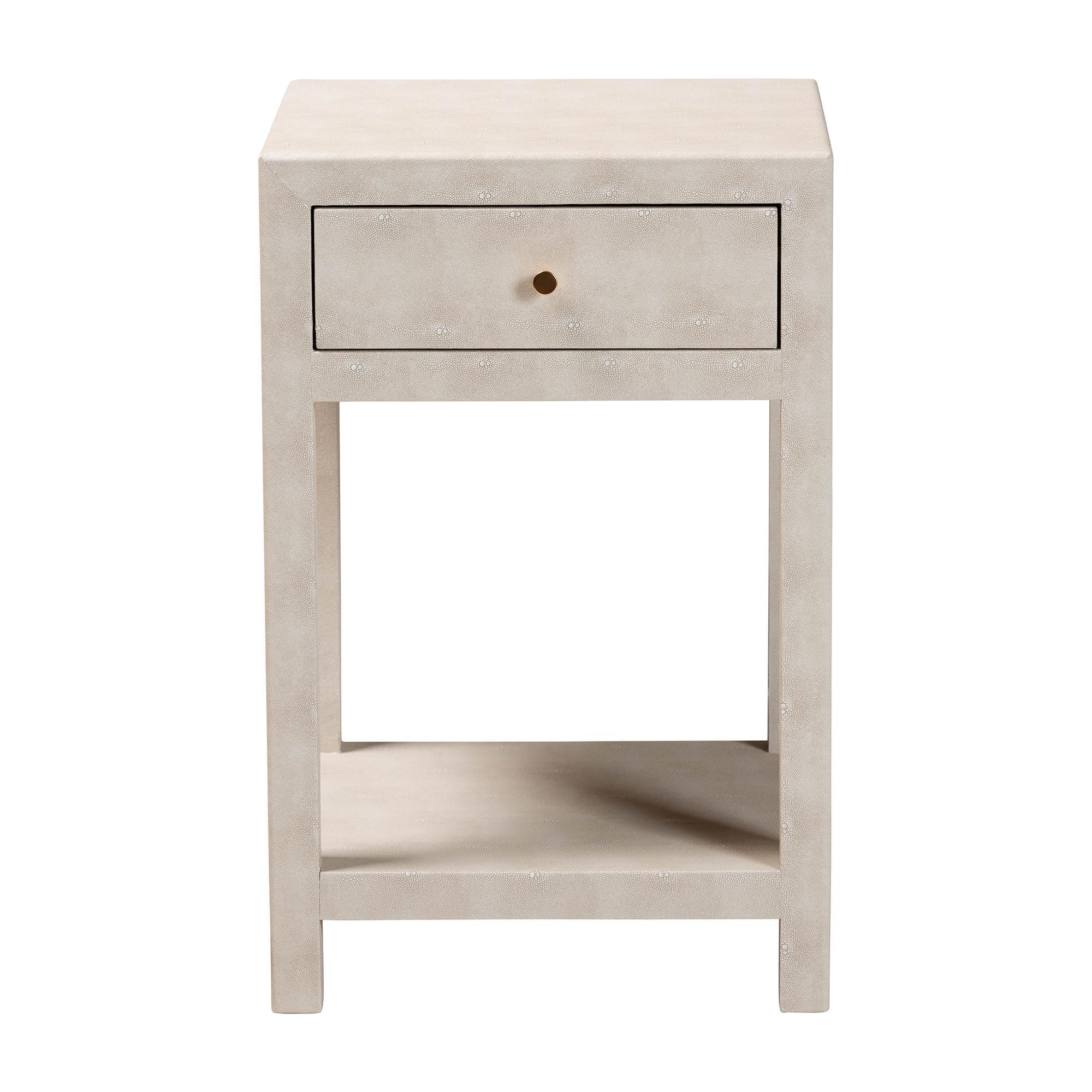 Image 4 Baxton Studio Dansby Modern Beige Faux Shagreen 1-Drawer End Table more views