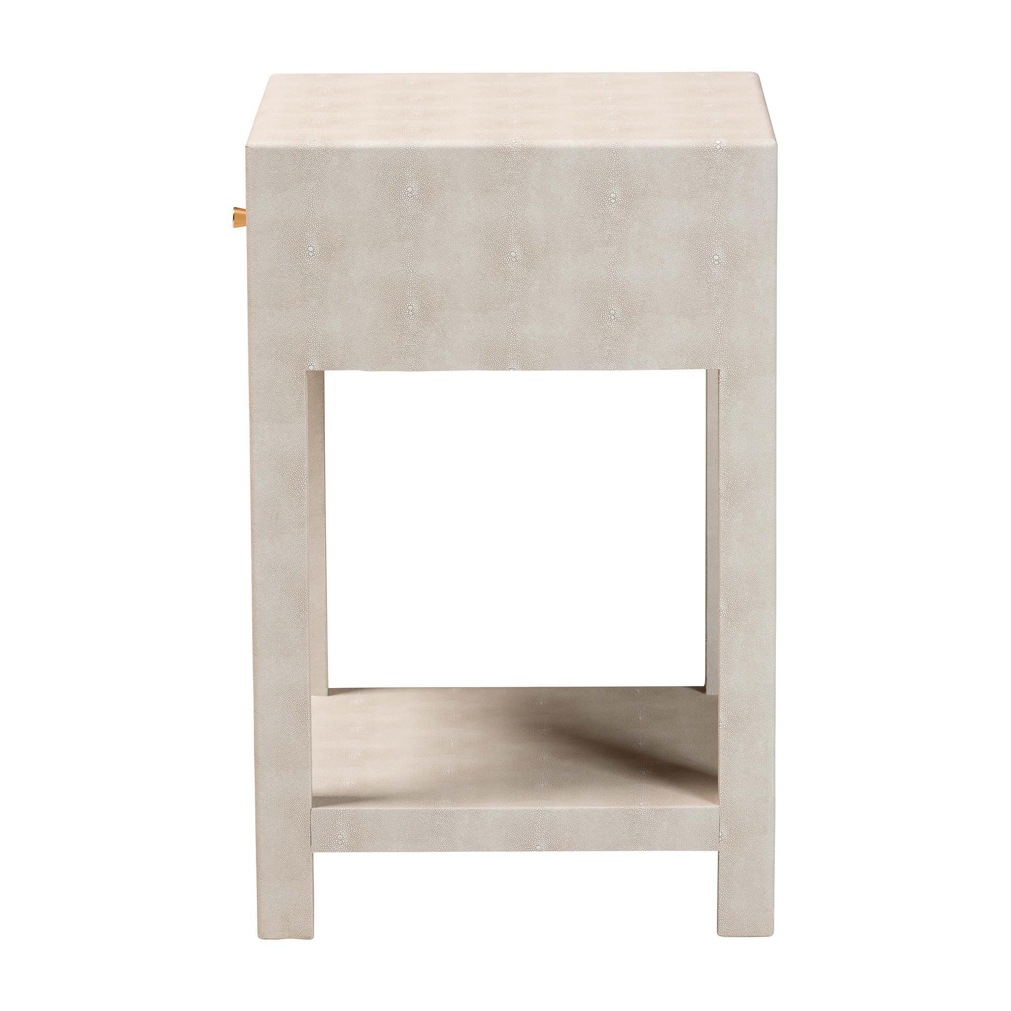 Image 5 Baxton Studio Dansby Modern Beige Faux Shagreen 1-Drawer End Table more views