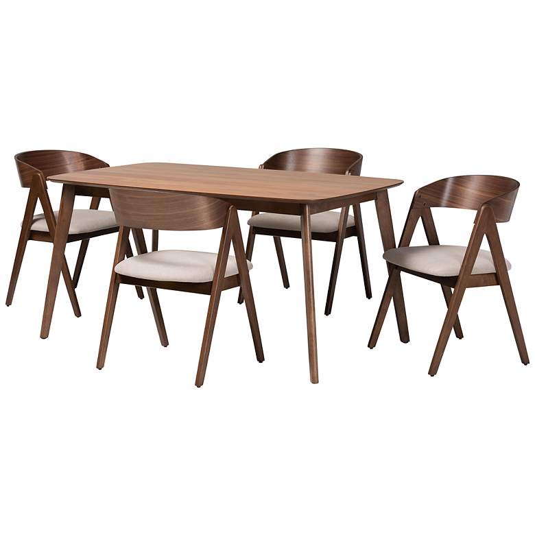 Image 2 Baxton Studio Danton Beige Faux Leather 5-Piece Dining Set