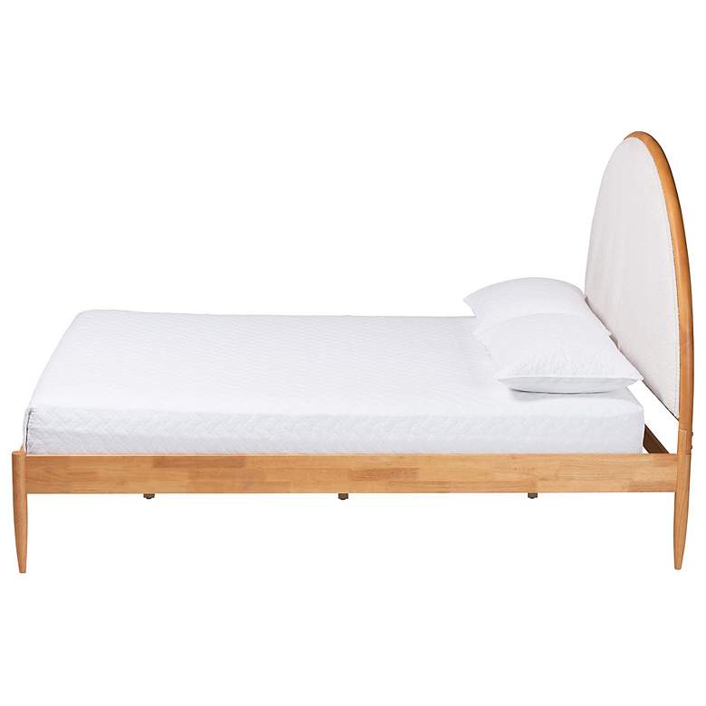 Image 4 Baxton Studio Dawson Cream Teddy Fabric and Oak Brown Wood Queen Bed more views