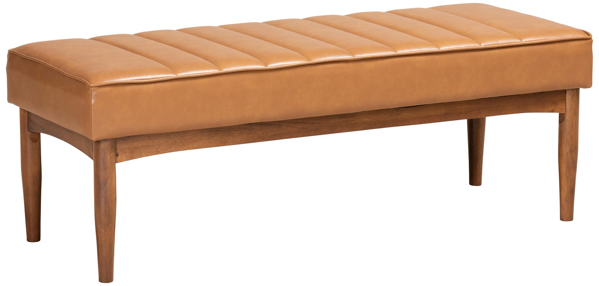 Tan leather dining discount bench