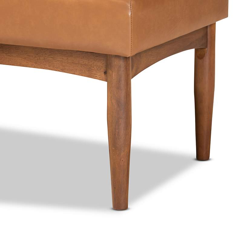 Image 3 Baxton Studio Daymond Tufted Tan Faux Leather Dining Bench more views