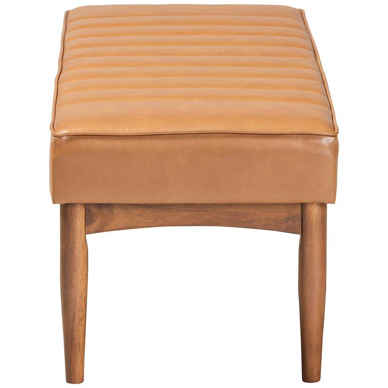 Image 5 Baxton Studio Daymond Tufted Tan Faux Leather Dining Bench more views