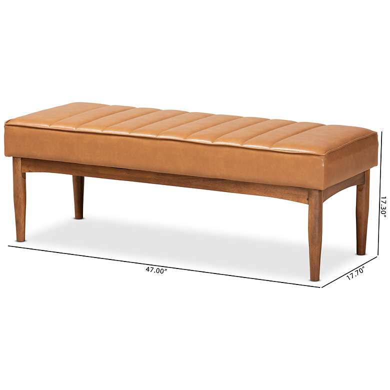 Image 7 Baxton Studio Daymond Tufted Tan Faux Leather Dining Bench more views