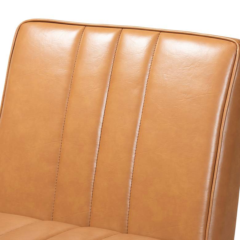 Image 3 Baxton Studio Daymond Tufted Tan Faux Leather Dining Chair more views