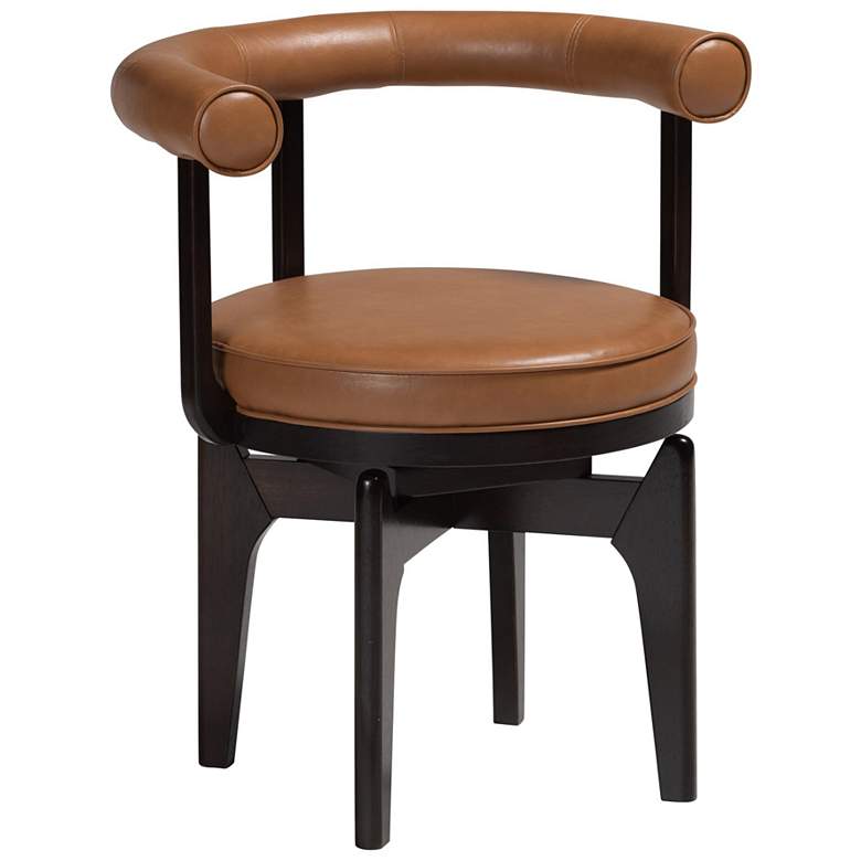 Image 2 Baxton Studio Delacruz Swivel Dining Chair with Faux Leather Upholstery
