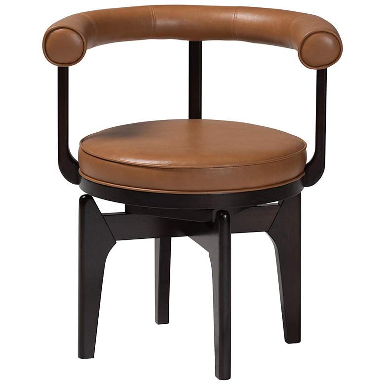Image 3 Baxton Studio Delacruz Swivel Dining Chair with Faux Leather Upholstery more views