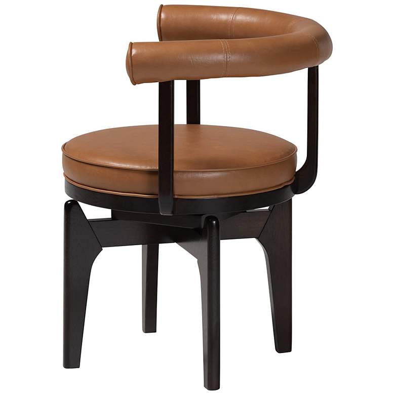Image 4 Baxton Studio Delacruz Swivel Dining Chair with Faux Leather Upholstery more views