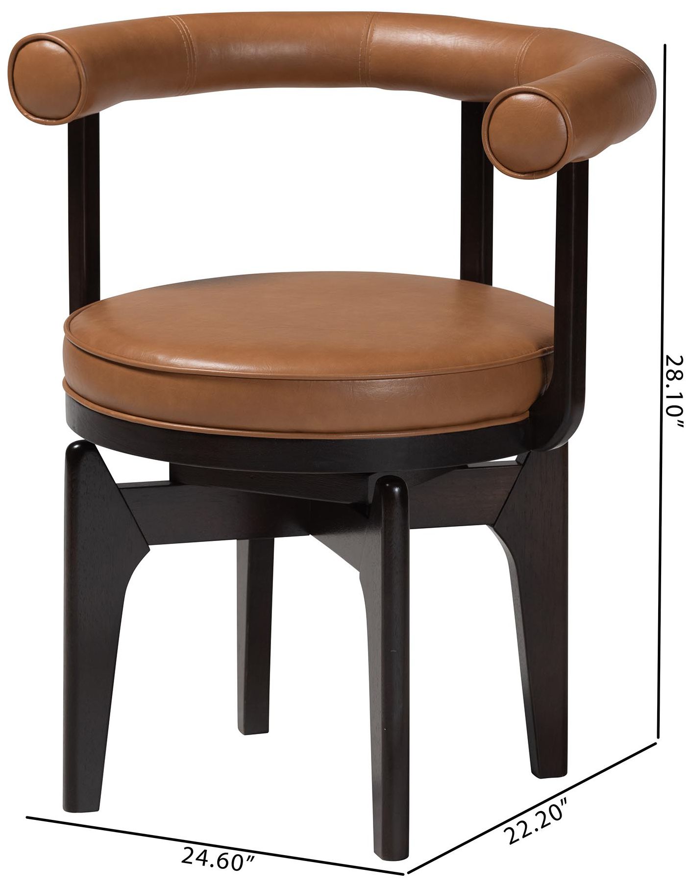 Baxton Studio Delacruz Swivel Dining Chair with Faux Leather Upholstery