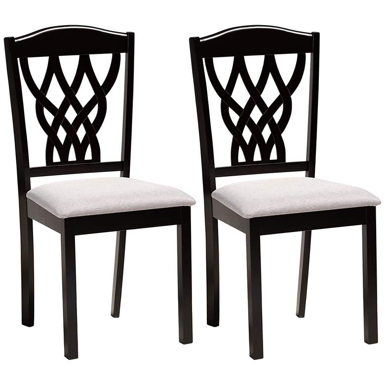 Image 1 Baxton Studio Delilah Grey Fabric Upholstered Wood 2-Piece Dining Chair Set