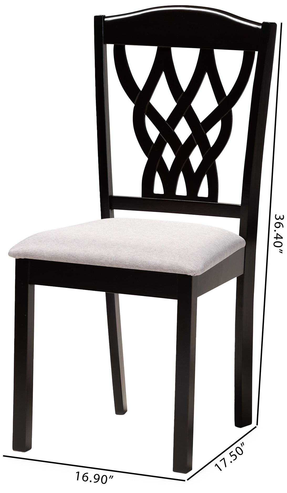 Image 6 Baxton Studio Delilah Grey Fabric Upholstered Wood 2-Piece Dining Chair Set more views