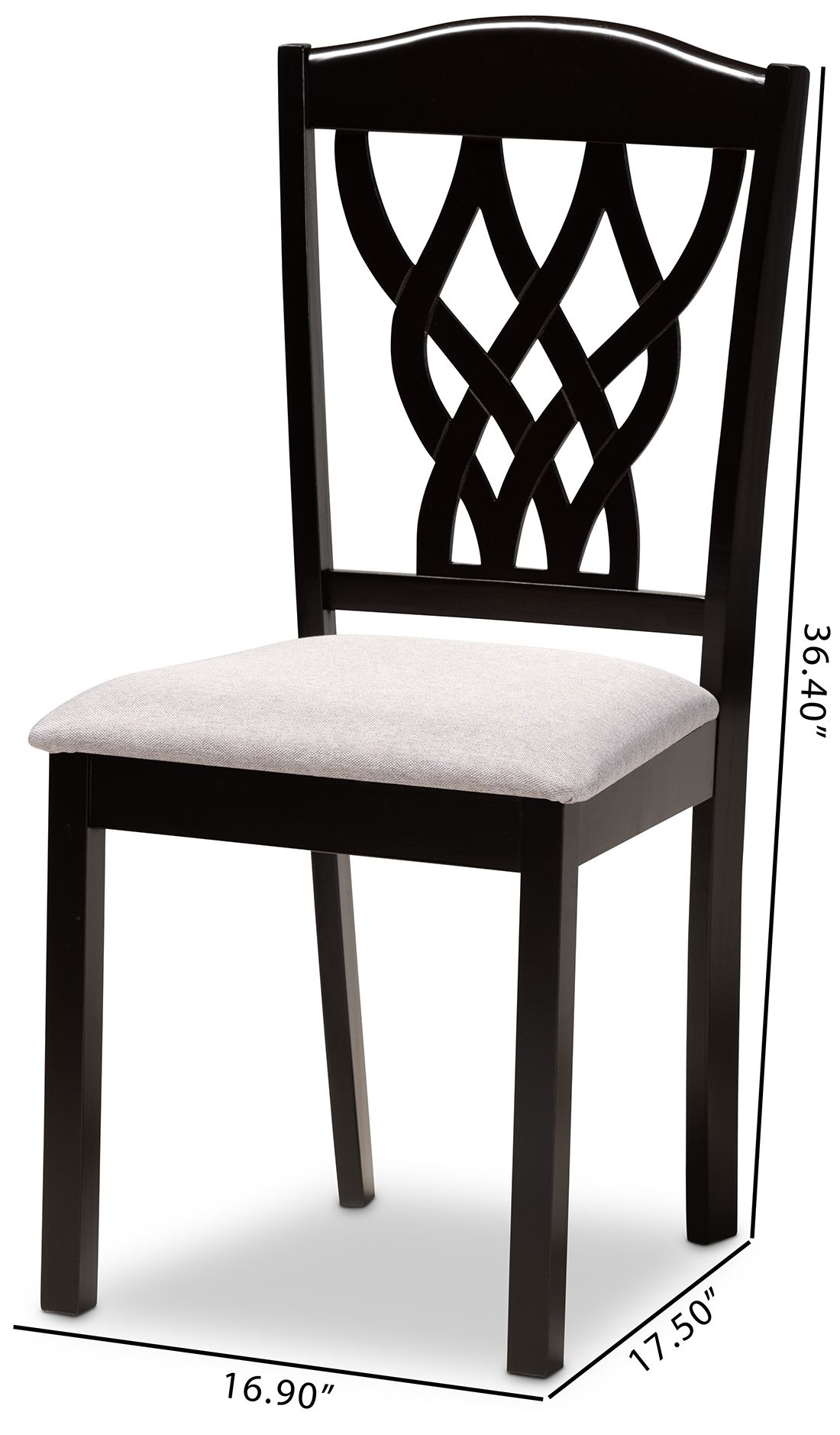 Baxton Studio Delilah Grey Fabric Upholstered Wood 2-Piece Dining Chair Set