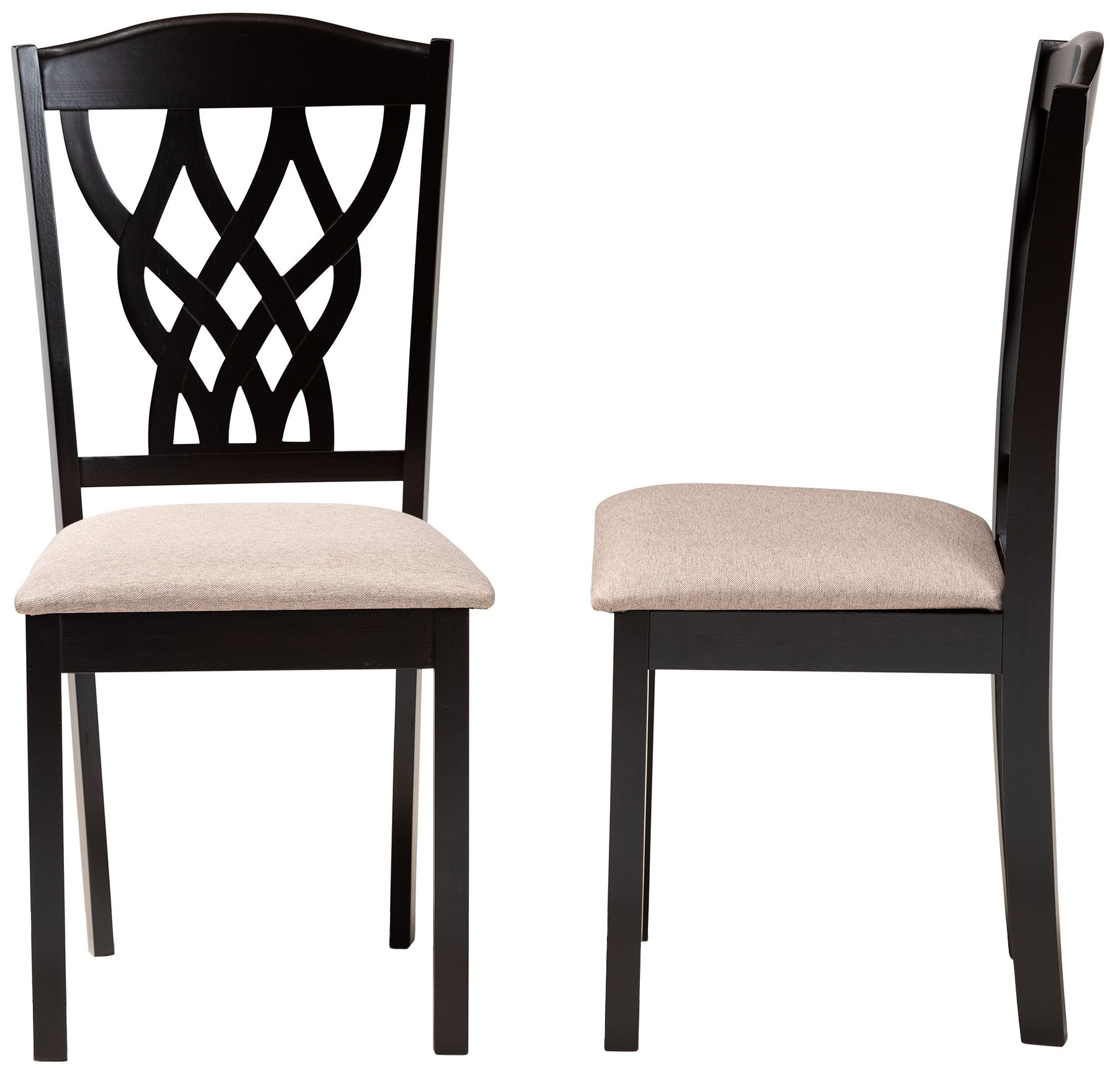 Image 4 Baxton Studio Delilah Sand Fabric Upholstered Wood 2-Piece Dining Chair Set more views