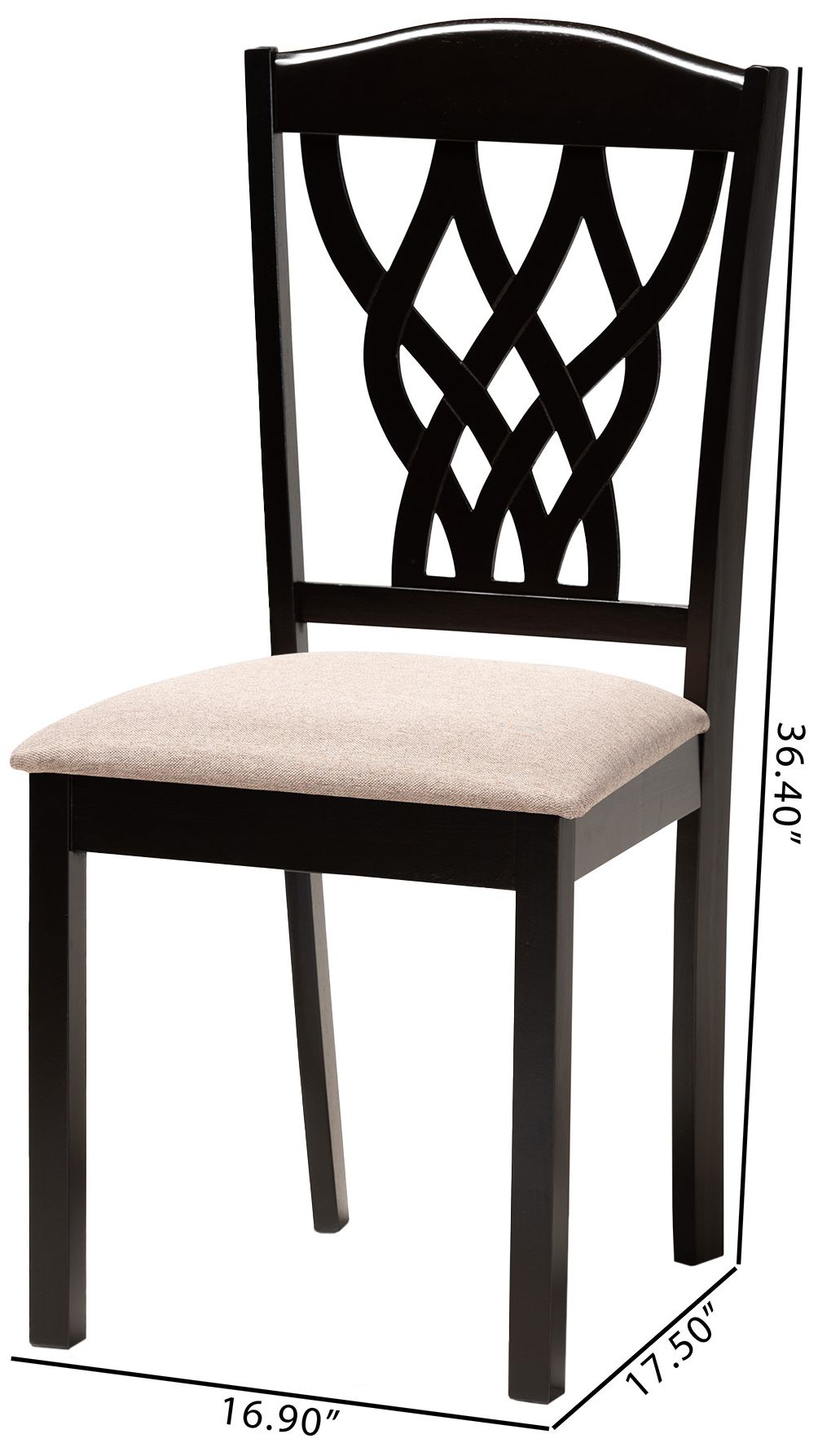 Image 6 Baxton Studio Delilah Sand Fabric Upholstered Wood 2-Piece Dining Chair Set more views