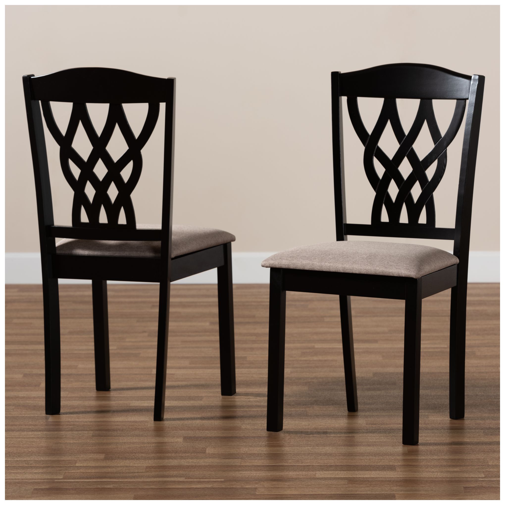Image 7 Baxton Studio Delilah Sand Fabric Upholstered Wood 2-Piece Dining Chair Set more views