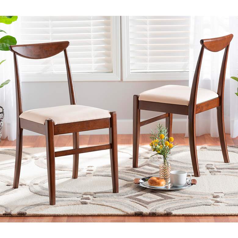 Image 1 Baxton Studio Delphina Cream Fabric Dining Chairs Set of 2