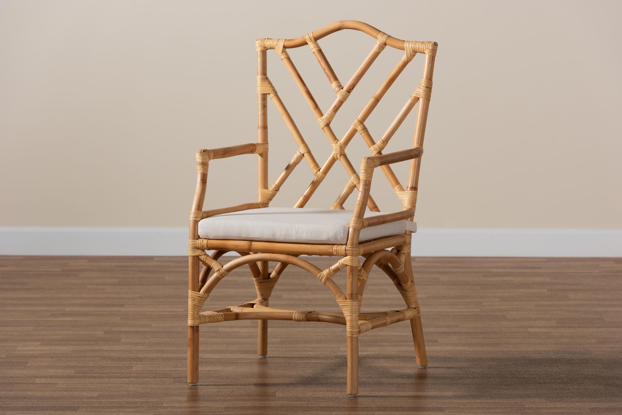 Baxton Studio Delta Natural Rattan Dining Armchair