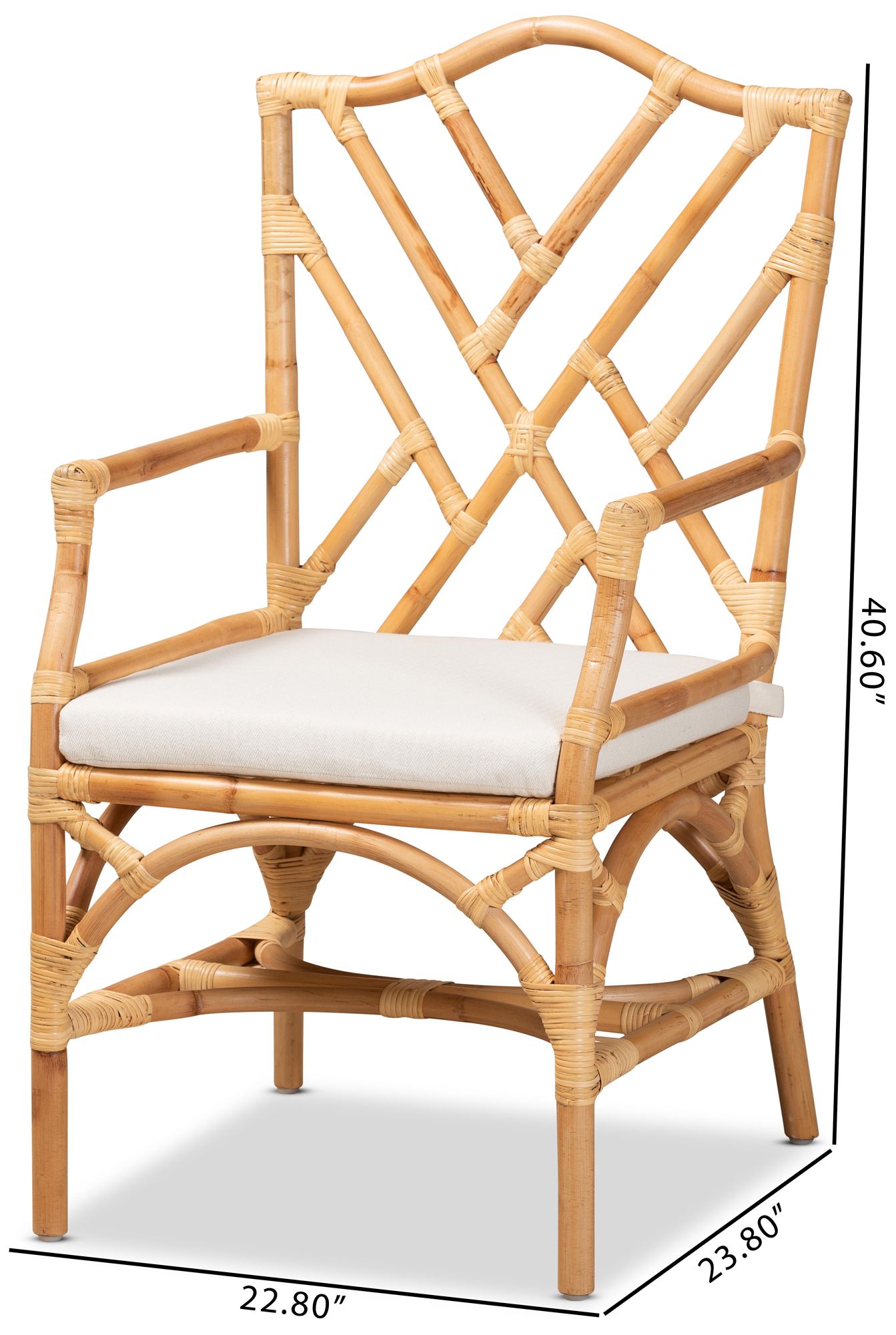 Baxton Studio Delta Natural Rattan Dining Armchair