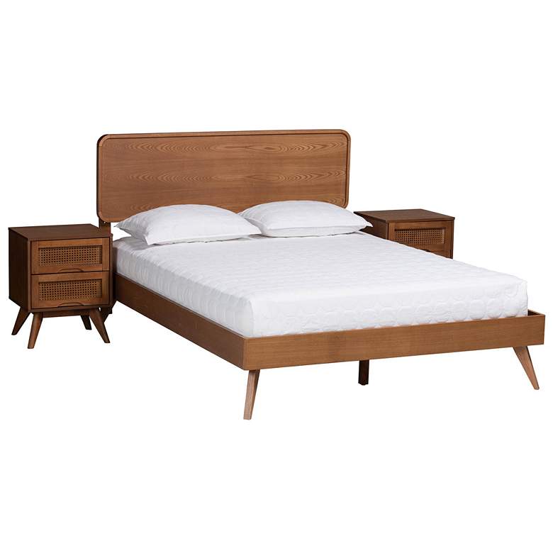Image 1 Baxton Studio Demeter Mid Century Wood Full Size 3-Piece Bedroom Set