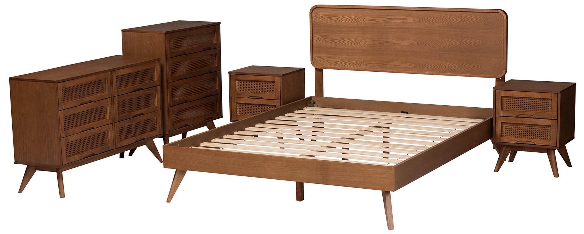 Thumbnail2 of Baxton Studio Demeter Mid Century Wood Full Size 5-Piece Bedroom Set more views
