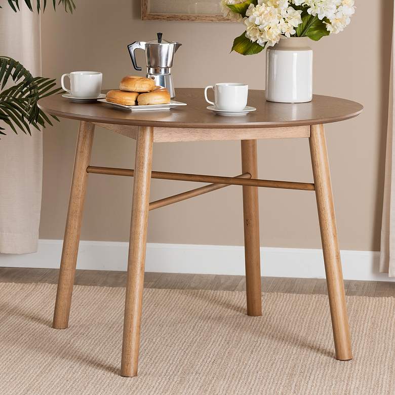 Image 1 Baxton Studio Denmark 39 1/2" Wide Modern Oak Wood Round Dining Table