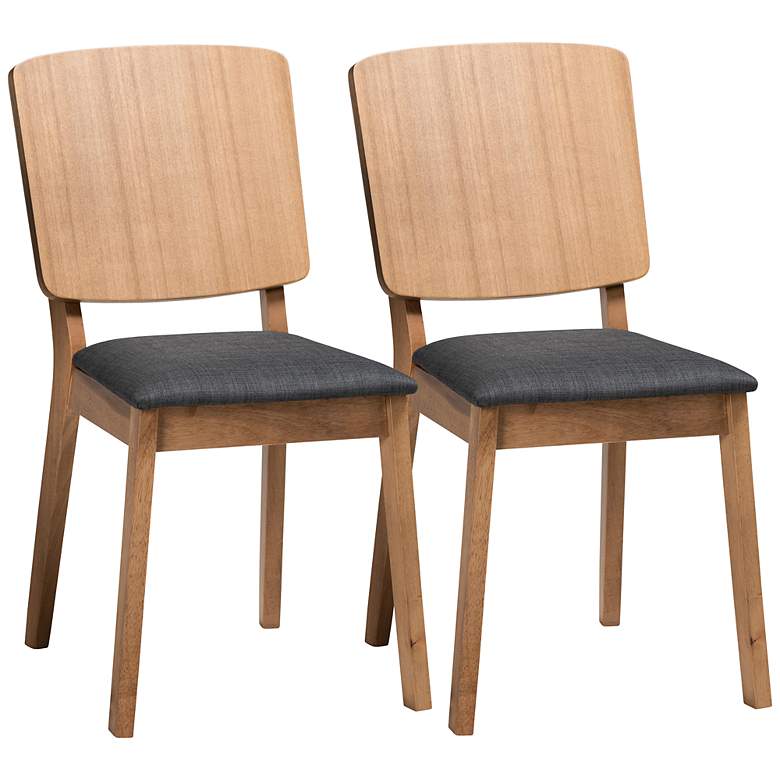 Image 2 Baxton Studio Denmark Oak Brown Wood Dining Chairs Set of 2