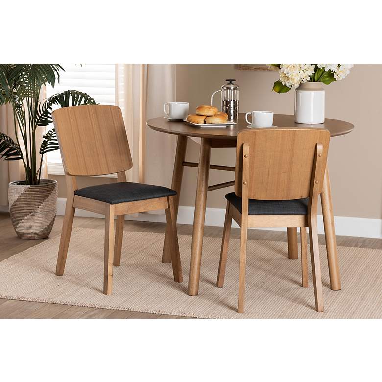 Image 1 Baxton Studio Denmark Oak Brown Wood Dining Chairs Set of 2