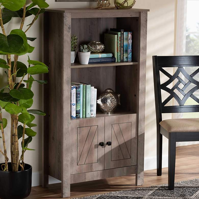 Image 1 Baxton Studio Derek Natural Oak 2-Door 3-Tier Bookcase