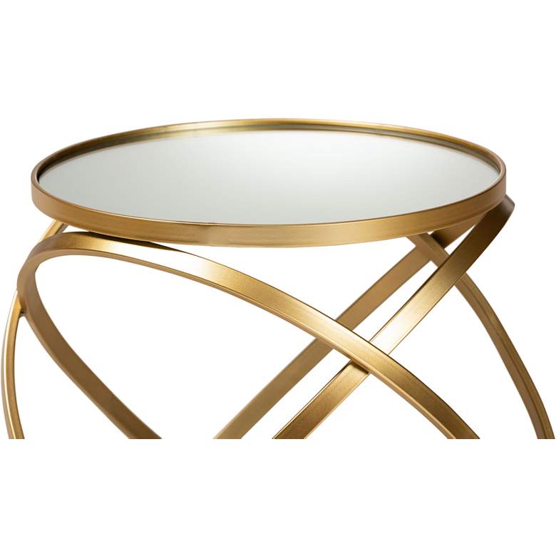 Image 3 Baxton Studio Desma 17" Wide Brushed Gold Mirrored End Table more views